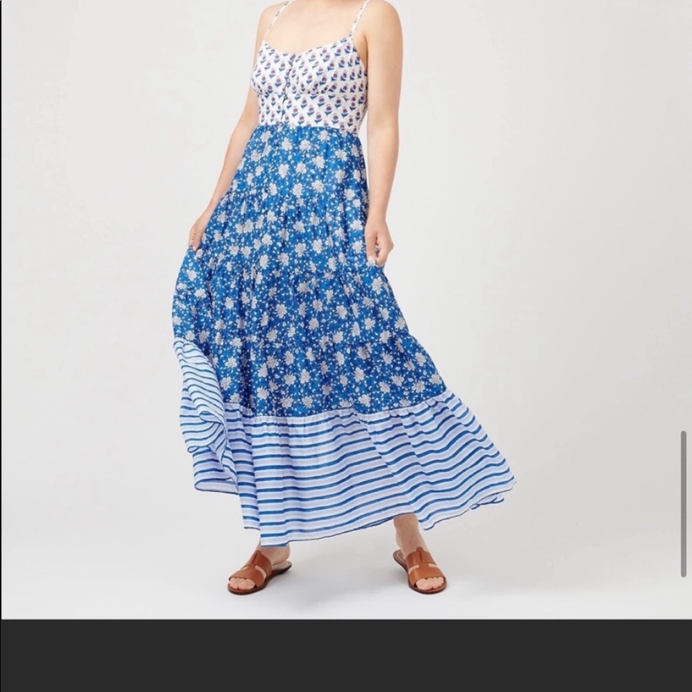 J Crew blue multi patterned maxi dress